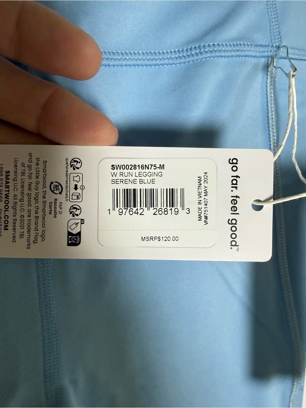 Smartwool Sport Run Leggings in Serene Blue • NWT • Women’s medium - Picture 4 of 9